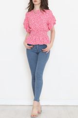 Büzgülü Bluz Pembe - 2495.555.
