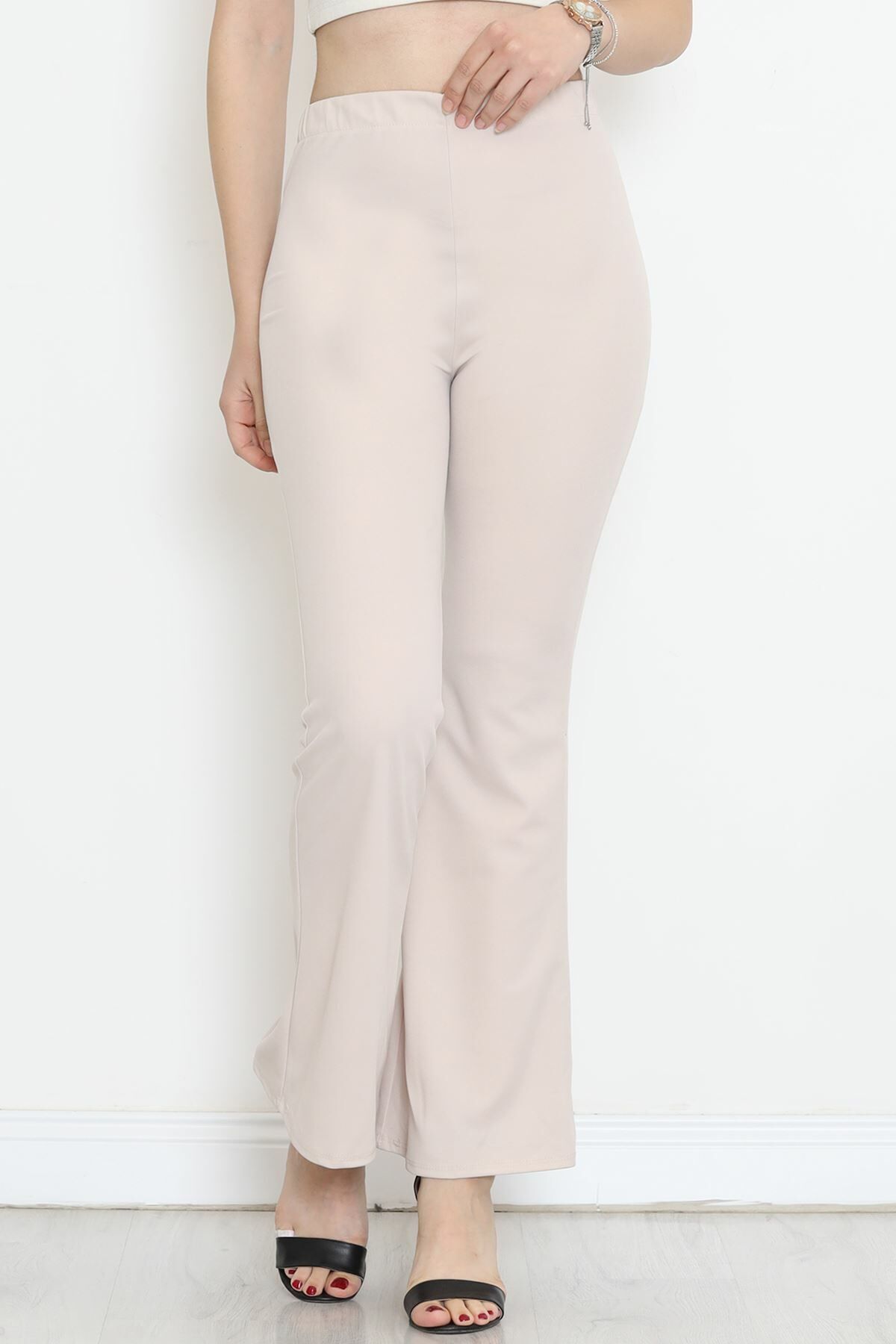İspanyol Paça Krep Tayt Pantolon Taş - 152426.1778.