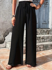 Kadın Beli Lastikli Bol Paça Bürümcük Pantolon