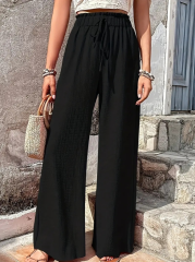 Kadın Beli Lastikli Bol Paça Bürümcük Pantolon