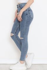 Lazer Kesim Dar Paça Kot Pantolon Mavi1 - 16665.925.