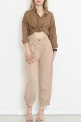 Paça Düğme Detaylı Pantolon Bej - 20783.683.