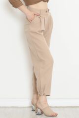 Paça Düğme Detaylı Pantolon Bej - 20783.683.