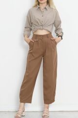 Paça Düğme Detaylı Pantolon Kahve - 20783.683.