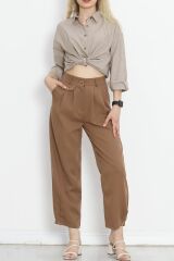 Paça Düğme Detaylı Pantolon Kahve - 20783.683.