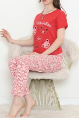 Süprem Kısa Kol Pijama Takımı Kırmızıdesenli - 18500.1048.