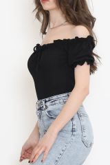 Önü Bağcıklı Bluz Siyah - 12580.631.