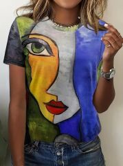 Kadın Kısa Kollu Yüz Baskılı Süprem T-shirt