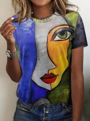 Kadın Kısa Kollu Yüz Baskılı Süprem T-shirt