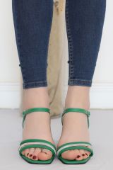 5 Cm Topuk Taşlı Ayakkabı Yeşil - 18501.264.