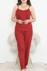 İp Askılı Battal Pijama Takımı Bordo - 174.1287.