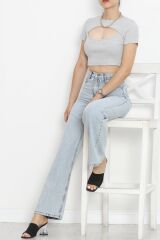 Dekolteli Crop Body Gri - 4121.1567.