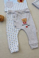3-6 9-12 12-18 Ay Romantik Ayıcık Nakışlı Şapkalı Uzun Kollu Sweatli 3lü Kız-erkek Bebek Takımı