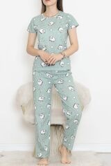 Desenli Pijama Takımı Mintbeyaz - 130.1287.