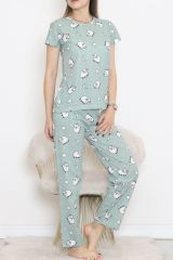 Desenli Pijama Takımı Mintbeyaz - 130.1287.