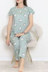 Desenli Pijama Takımı Mintbeyaz - 130.1287.