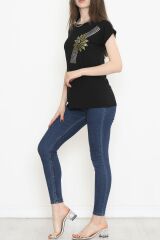 Pul İşlemeli Bluz Siyah - 17124.599.