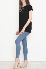 Pul Detaylı Bluz Siyah - 17137.599.