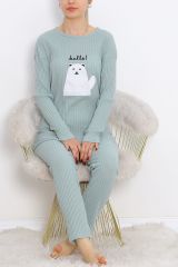 Nakışlı Pijama Takımı Mintbeyaz - 18978.1567.