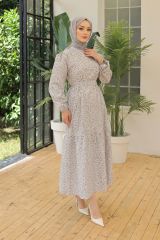 Beli Kuşaklı Elbise Gri - 18655.1778.