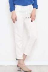Beli Lastikli Pantolon Beyaz - 20819.683.