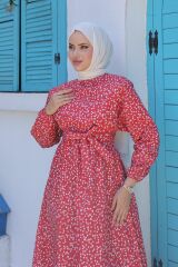 Kuşaklı Elbise Kırmızı - 18290.1778.