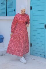 Kuşaklı Elbise Kırmızı - 18290.1778.