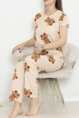 Desenli Pijama Takımı Bej - 130.1287.