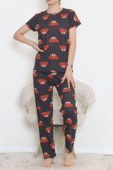 Desenli Pijama Takımı Antikahve - 130.1287.