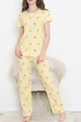 Desenli Pijama Takımı Açıksarı - 130.1287.