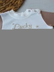 0-3 3-6 Ay Lucky Baby Nakışlı Es Çizgi Boy Şapkalı Erkek Bebek Tulumu