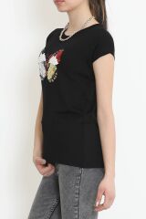 Kelebek Pullu Bluz Siyah - 17129.599.