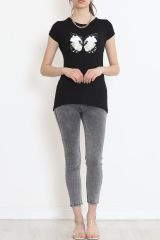 Kelebek Pullu Bluz Siyah - 17129.599.