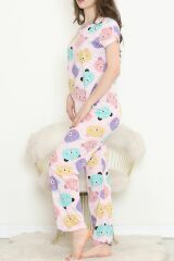 Desenli Pijama Takımı Lilapembe - 130.1287.