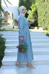 Beli Kuşaklı Elbise Mavi - 18655.1778.