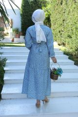 Beli Kuşaklı Elbise Mavi - 18655.1778.