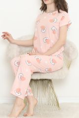 Desenli Pijama Takımı Somon - 130.1287.