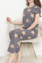 Desenli Pijama Takımı Antrasit - 130.1287.
