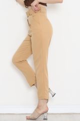 Kemerli Pileli Pantolon Camel - 20318.683.