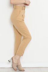 Kemerli Pileli Pantolon Camel - 20318.683.