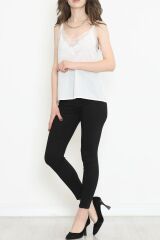 Dantelli Saten Bluz Beyaz - 689.1247.