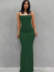 Kadın Kolsuz Askılı Bodycon Uzun Viskon Elbise