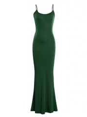 Kadın Kolsuz Askılı Bodycon Uzun Viskon Elbise