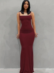 Kadın Kolsuz Askılı Bodycon Uzun Viskon Elbise