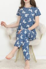 Desenli Pijama Takımı İndigo - 130.1287.