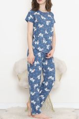 Desenli Pijama Takımı İndigo - 130.1287.