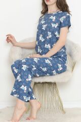 Desenli Pijama Takımı İndigo - 130.1287.