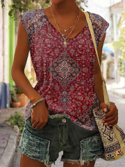 Kadın Otantik Kilim Desenli Kolsuz Sandy Bluz