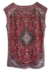 Kadın Otantik Kilim Desenli Kolsuz Sandy Bluz
