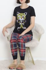 Paça Lastikli Pijama Takımı Siyahhardal - 18737.1567.